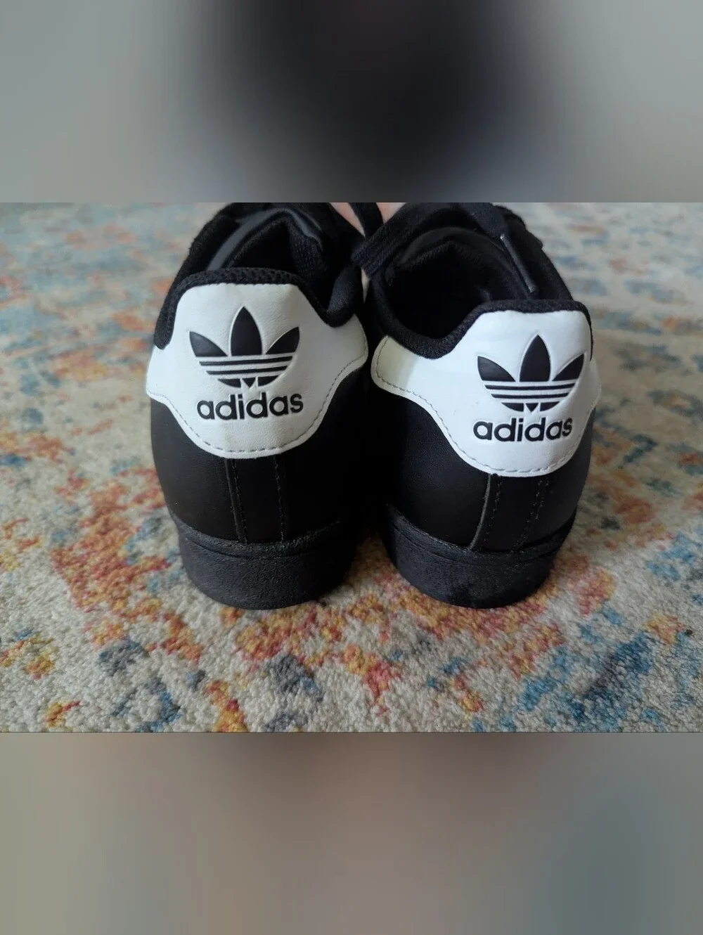 Adidas Originals Superstar J Leather Black/White/Gold EF5398 Men's 7 Women's 8